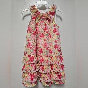 Blueberi Boulevard Floral Ruffle Sundress - Pink, Yellow & Green